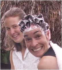 Corrie Sample & Susan Duehrssen washing hair