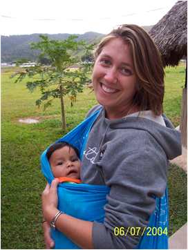 Shannon Eller holding baby Jos in Venezuela