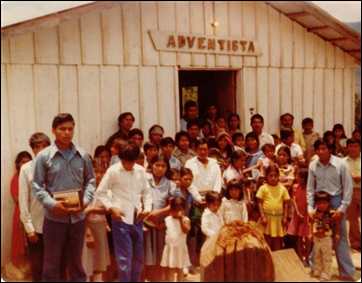 Church and members at Maravillas in Chiapas