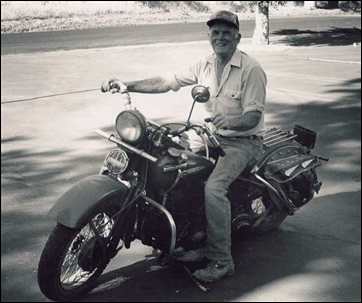 Celian Adams on Harley Davidson in Mosquito, California