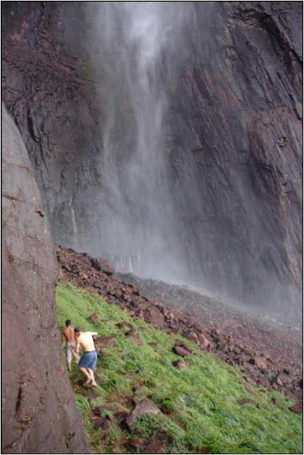 Mumba and Daniel going under Angel Falls