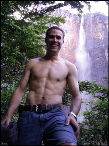 Daniel Adams at base of Angel Falls in Venezuela