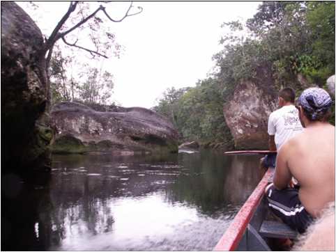 Boat trip downriver from Angel Falls