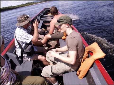 Boat ride upriver to Angel Falls