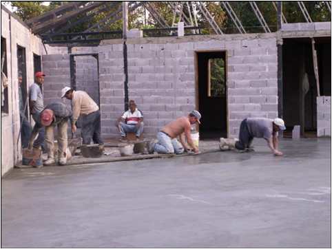 Floor being poured in IRR cafeteria at Maurak, Venezuela