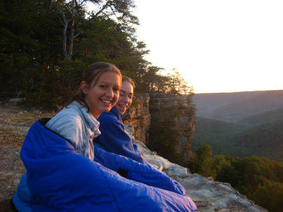 Emily and Ashley on the bluffs at sunrise