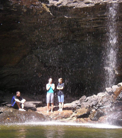 Daniel, Ashley & Emily under waterfall