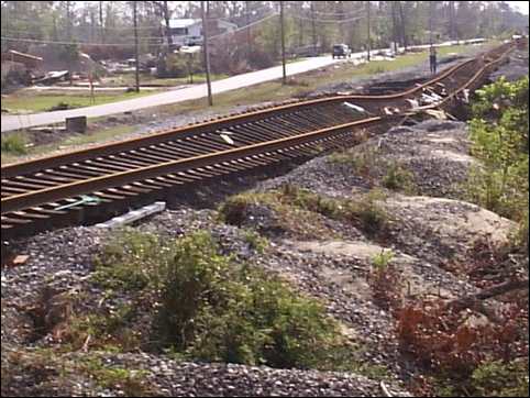 Katrina destruction of Waveland train tracks