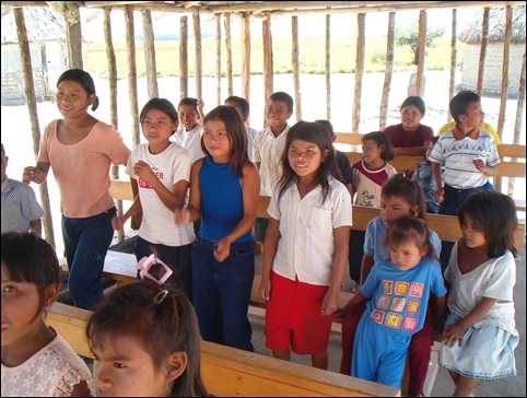 Children singing "Father Abraham" in remote Venezuelan village