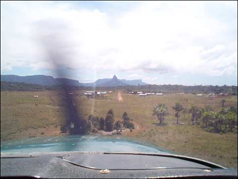 Mission plane preparing to land in Venezuela