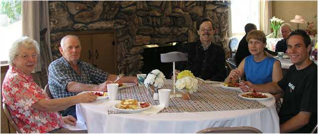 Betty & Celian Adams, Fred, Diana & Daniel Adams at Mother's Day breakfast