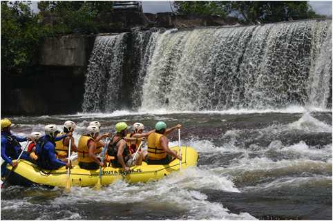 IRR group in raft during swift-water rescue training in Venezuela