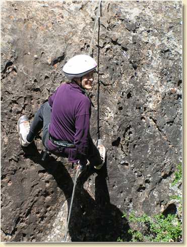 Diana Adams rappelling