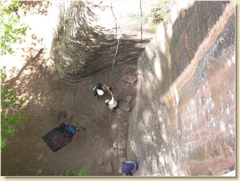 Daniel Adams & Lezli Sage at bottom of rappelling cliff