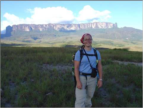 Corrie Sample hikining towards Mt. Roraima