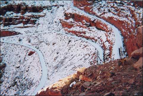 Snowy Shaffer Trail in Canyonlands - which we just came up!