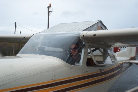 Daniel Adams in plane after first solo flight