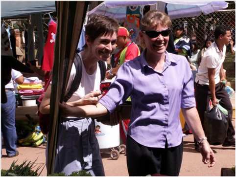 Susan Duehrssen & Becky Gates at Santa Elena market