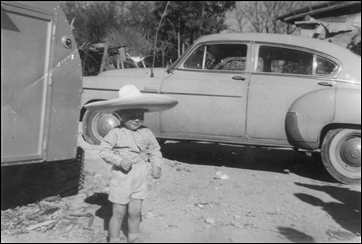 Freddie Adams age 2 with sombrero in Mexico
