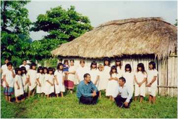 Lacandn tribe people with laymen