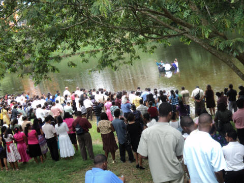 Baptism at La Loma Luz in Belize.