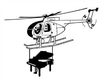 Helicopter transporting piano